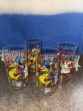 Walt Disney Fantasia McDonald's Collectible Glasses - Set of 4 - Blue/Yellow/Red